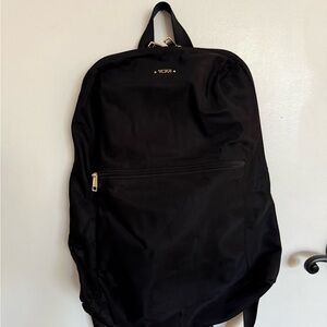 Tumi Classic Black Backpack with Gold Accents